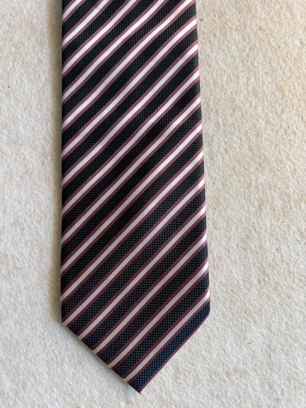 Alexander Julian Colours Tie Navy Pink Stripe Classic 3.5” Silk Blend 1016